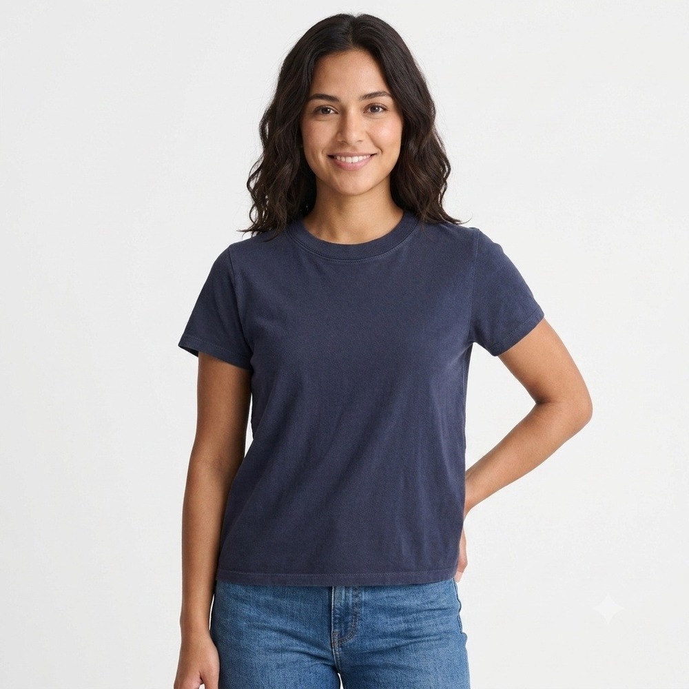 Madewell Top Womens Medium Blue Relaxed Tee in Vintage Jersey Classic Navy NZ332